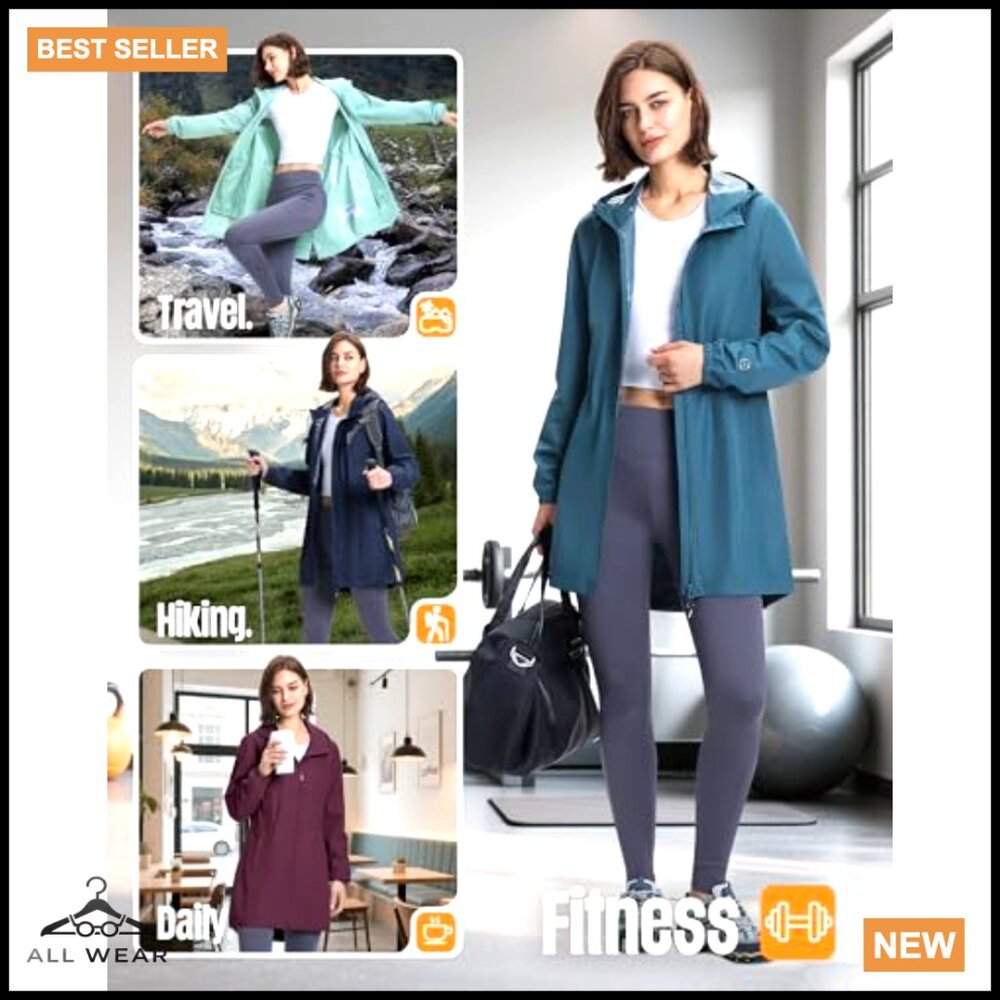 Waterproof Packable Lightweight Rain Jacket Trenc… - image 6